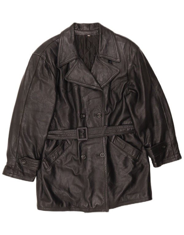 LAVORAZIONE ARTIGIANA Palton pentru femei UK 12 Medium Black Leather