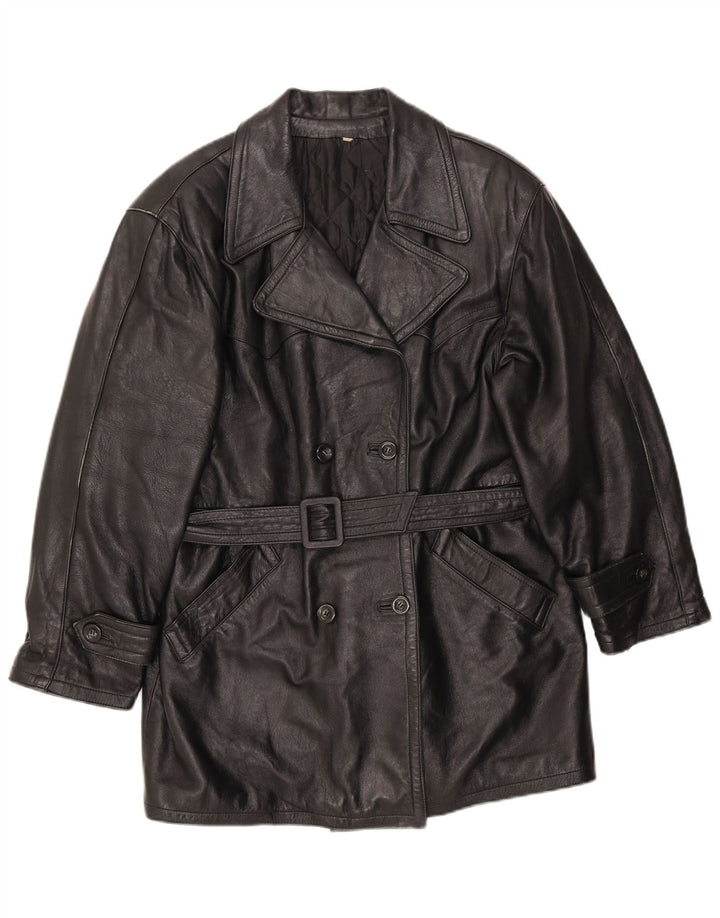 LAVORAZIONE ARTIGIANA Palton pentru femei UK 12 Medium Black Leather