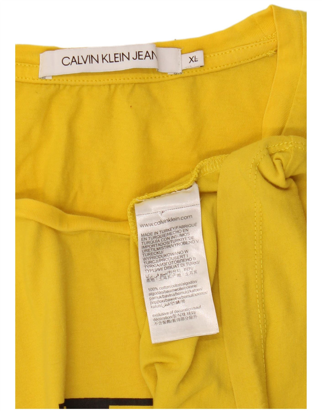 CALVIN KLEIN JEANS Tricou cu grafic pentru femei Top UK 18 XL Bumbac galben