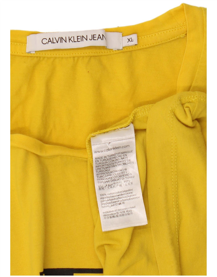 CALVIN KLEIN JEANS Tricou cu grafic pentru femei Top UK 18 XL Bumbac galben