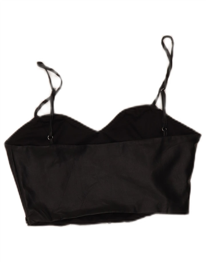 Top corset din piele artificială Zara pentru femei UK 12 Medium Black
