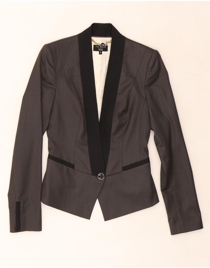 Jachetă pentru femei Ted Baker Crop 1 Button Blazer Mărimea 0 2XS Gri Colorblock