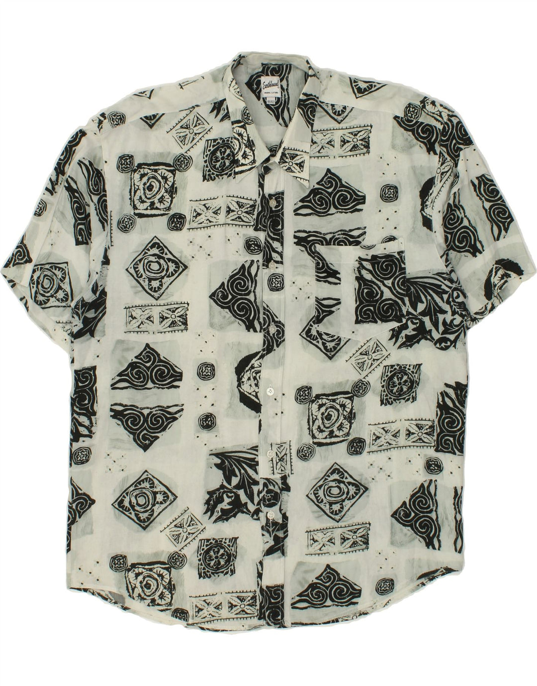 EARTHBOUND Mens Short Sleeve Shirt Size 41/42 Large Grey Viscose Vintage Earthbound and Second-Hand Earthbound from Messina Hembry 
