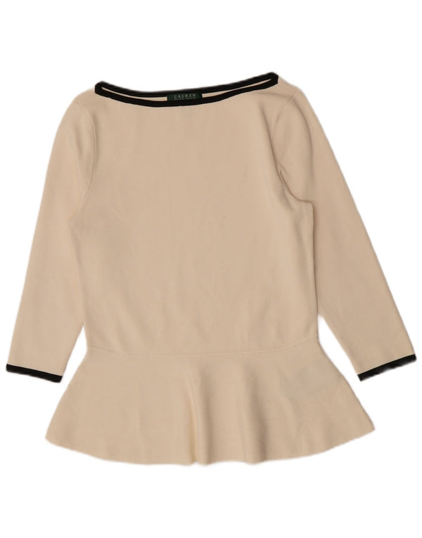 Bluză pentru femei Ralph Lauren, cu mâneci 3/4, UK 14, mare, din viscoză albă