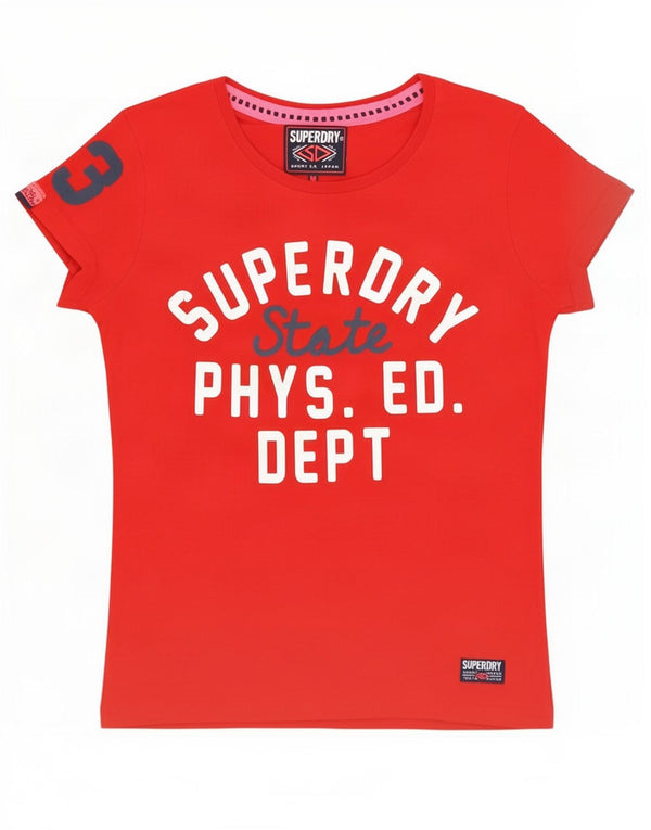 Tricou grafic Superdry pentru femei Top UK 12 Medium Red Bumbac