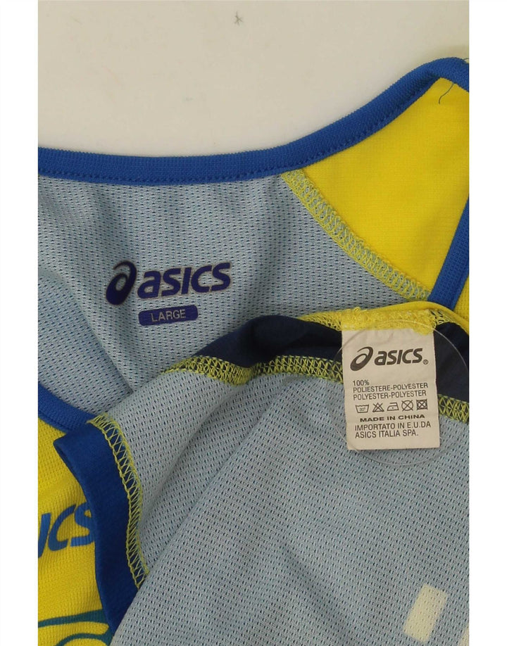 Top cu vestă grafică pentru bărbați Asics, mare, galben, poliester color bloc