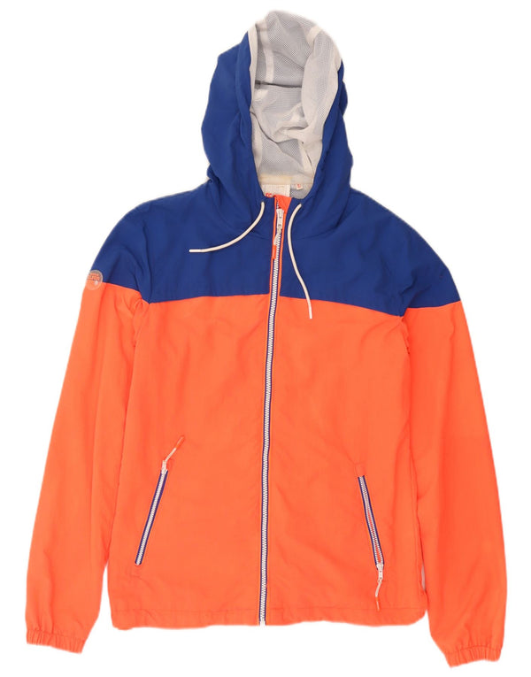 SUPERDRY Jachetă de ploaie cu glugă pentru bărbați UK 34 XS Orange Colorblock Nylon