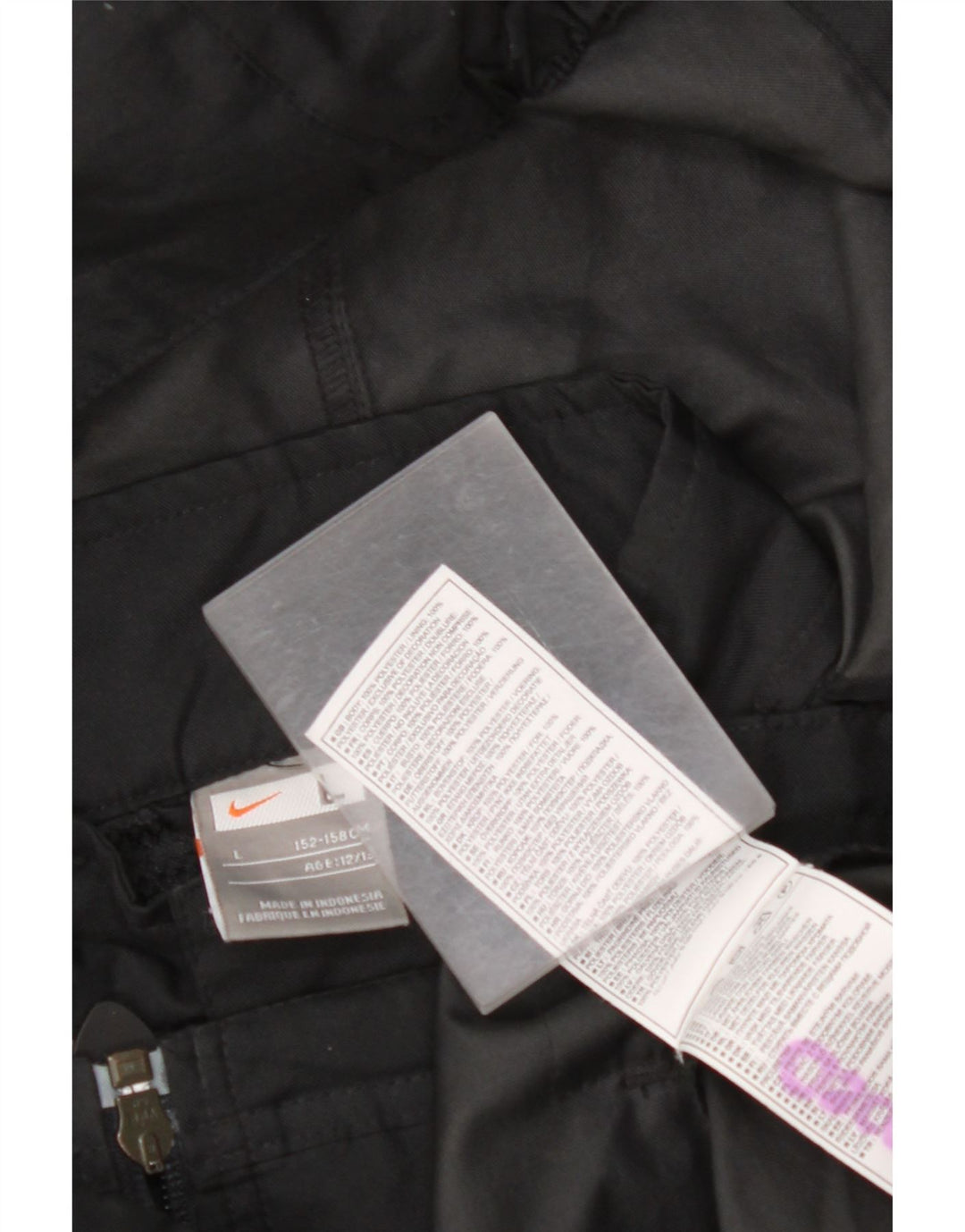 Jachetă de ploaie cu glugă NIKE pentru băieți 12-13 ani, mare, negru, poliester color bloc