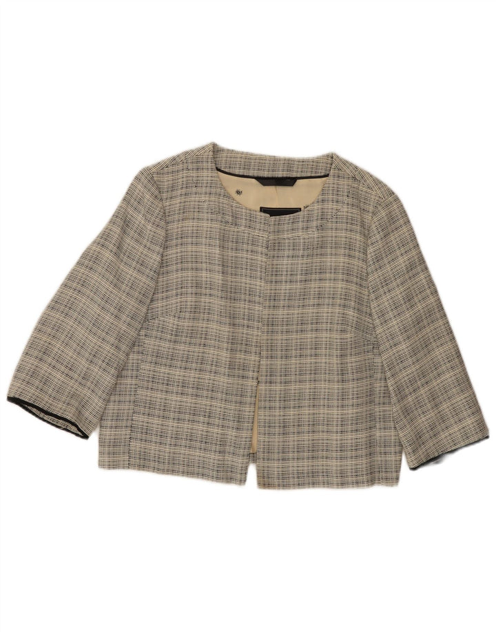 COAST Jachetă Bolero cu mâneci 3/4 pentru femei UK 12 Medium Beige Check Wool