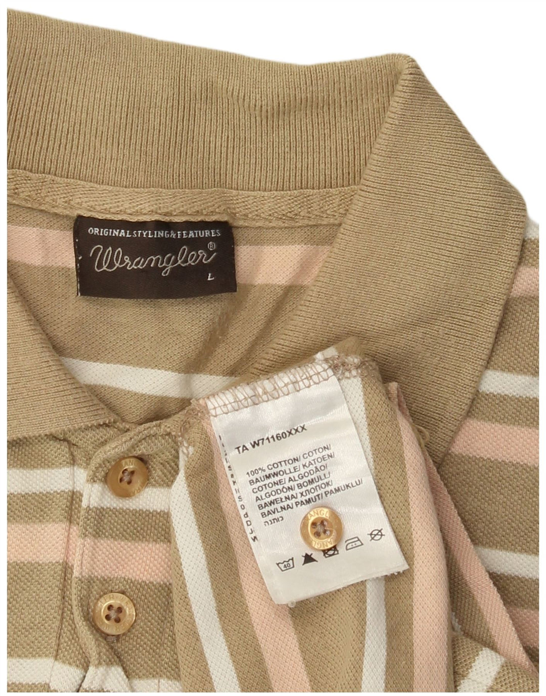 Cămașă polo Wrangler pentru bărbați, bumbac cu dungi mari kaki