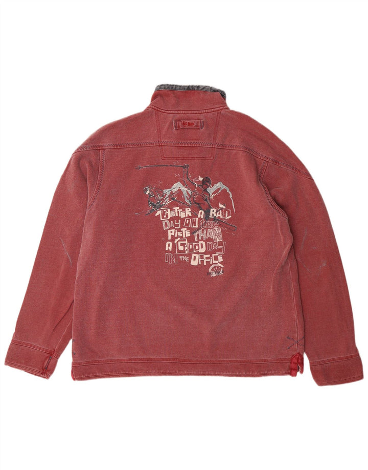 FAT FACE Hanorac cu fermoar grafic pentru bărbați Pulover Bumbac roșu mediu