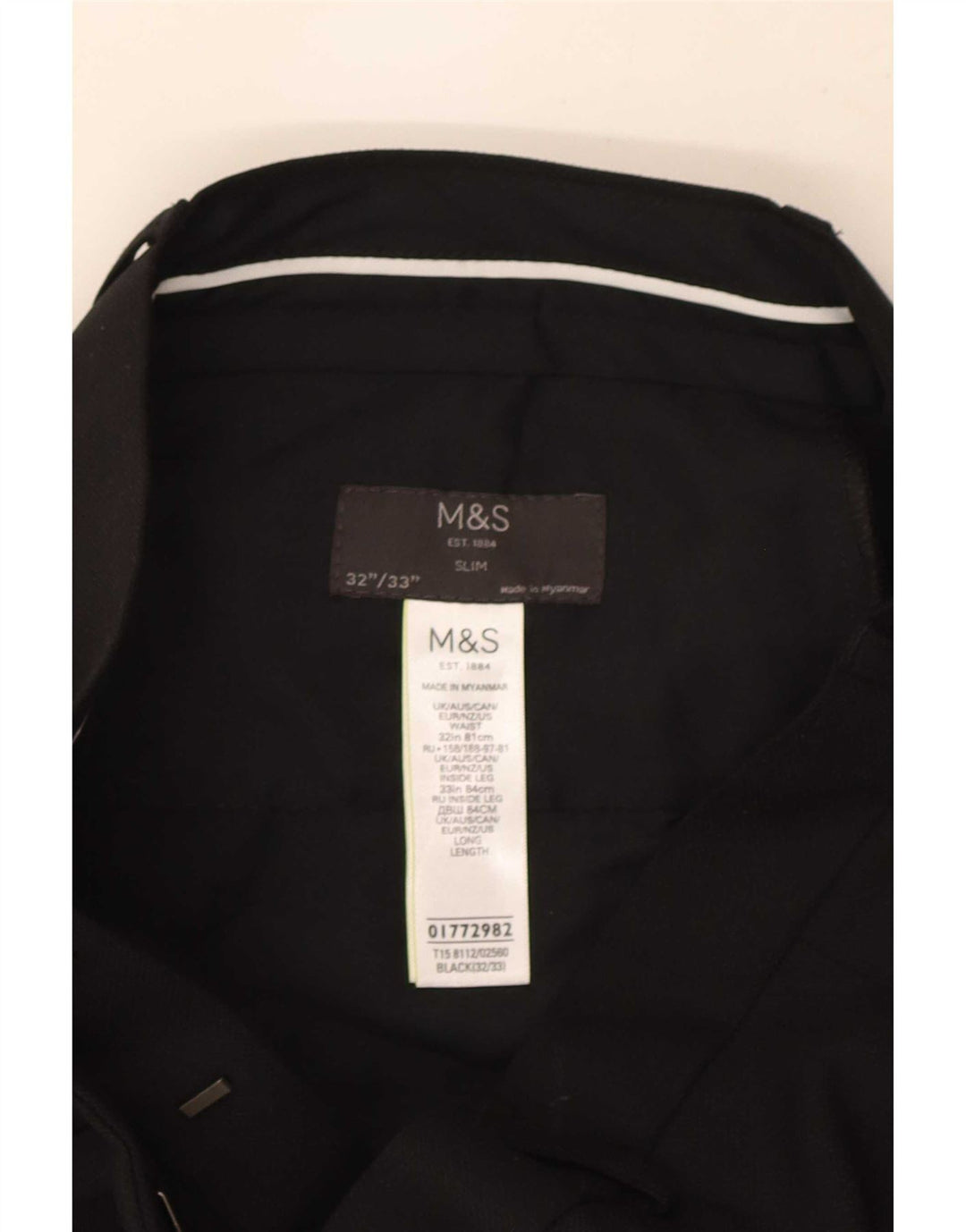 Marks & Spencer Pantaloni de costum slim pentru bărbați L32 L33 Poliester negru