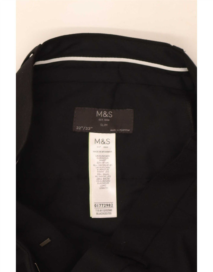 Marks & Spencer Pantaloni de costum slim pentru bărbați L32 L33 Poliester negru