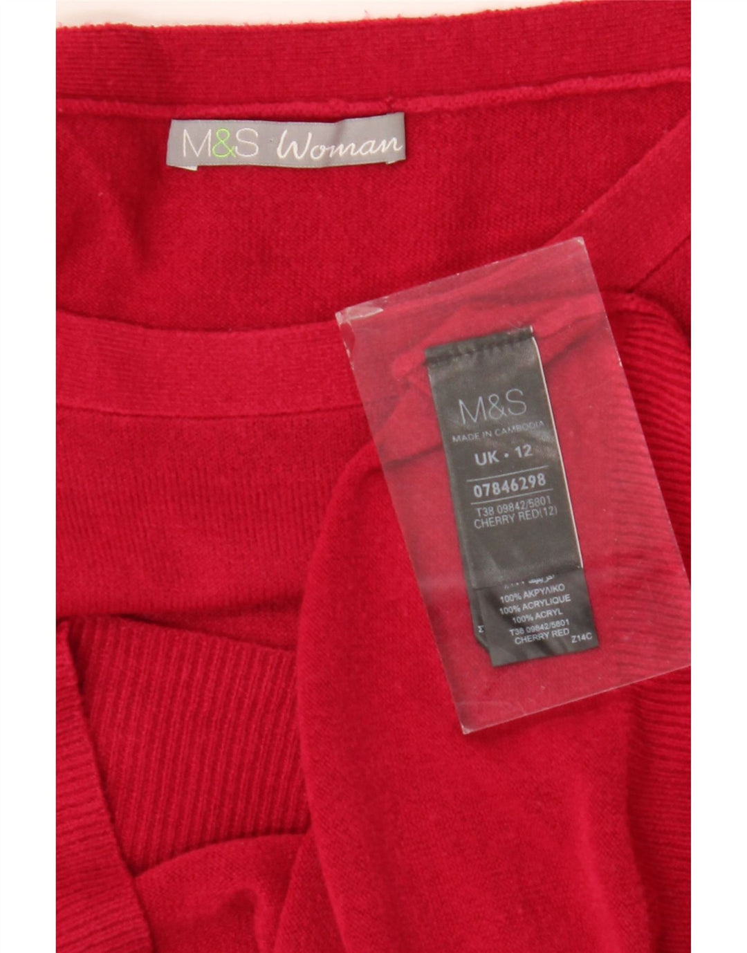 Pulover pentru femei Marks & Spencer cu gâtul cu barca UK 12 Medium Red