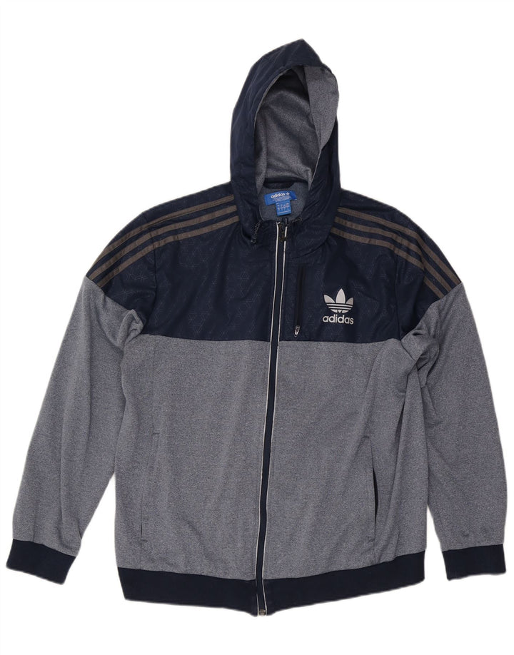 Jachetă de top pentru trening cu glugă Adidas pentru bărbați, mare, albastru bleumarin
