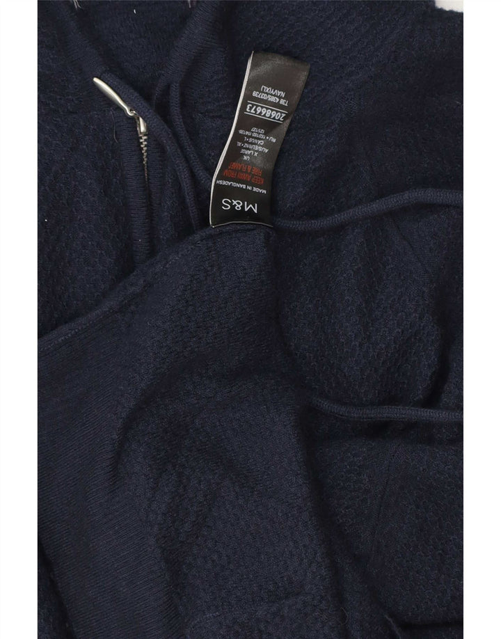 Pulover pentru bărbați Marks & Spencer, cu fermoar și gât, XL, viscoză bleumarin