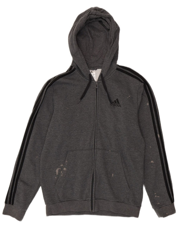 Pulover Adidas pentru femei cu fermoar, UK 14, bumbac gri mediu