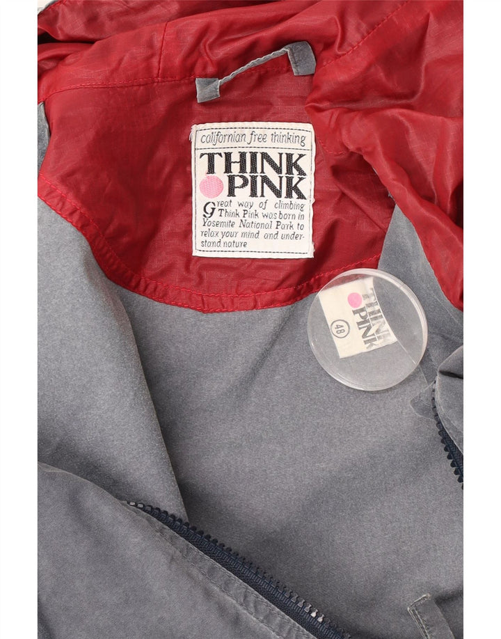 Jachetă de vânt cu glugă pentru bărbați Think Pink UK 48 4XL Gri Poliester