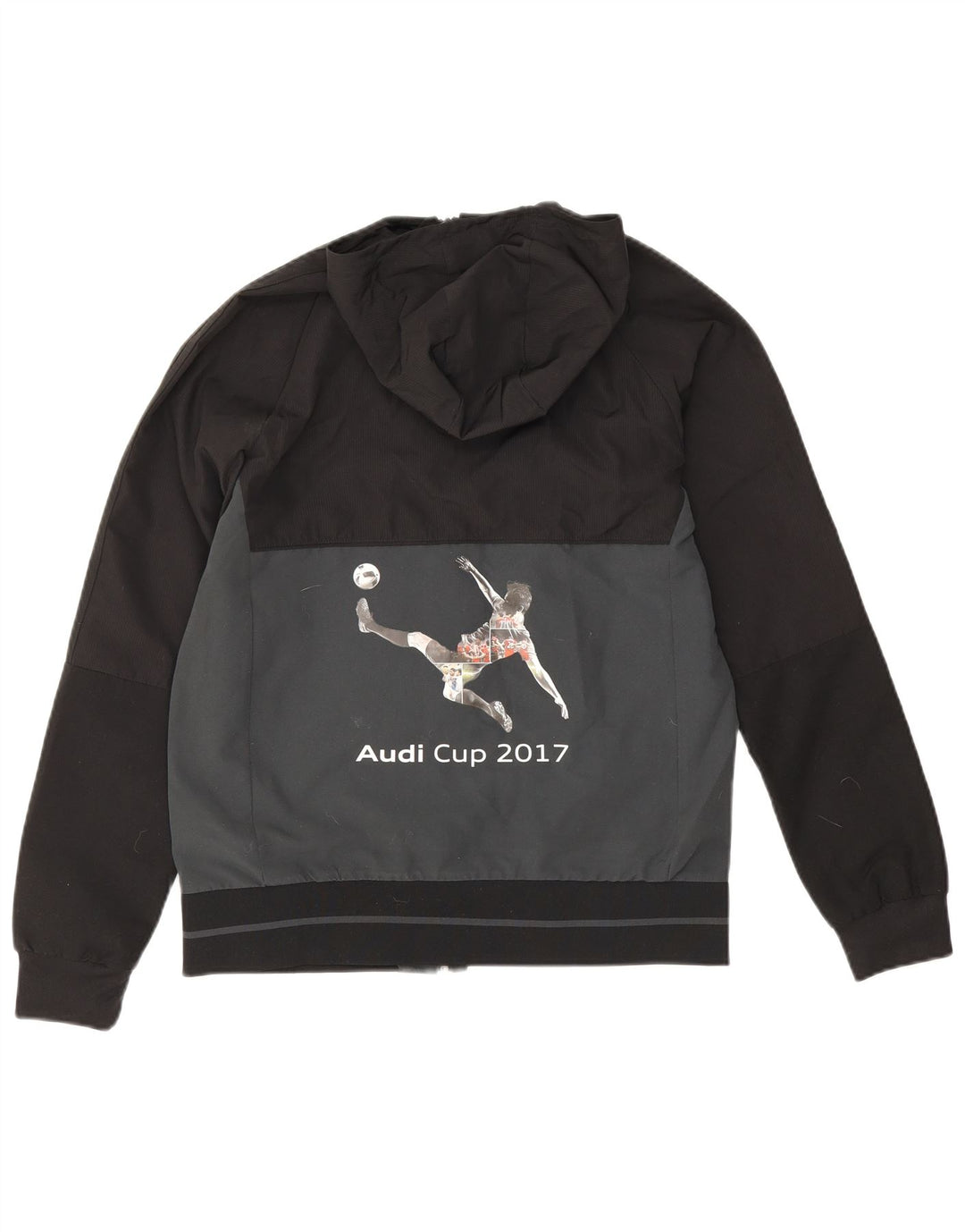 Jachetă de ploaie cu glugă Adidas pentru băieți 13-14 ani, negru, poliester