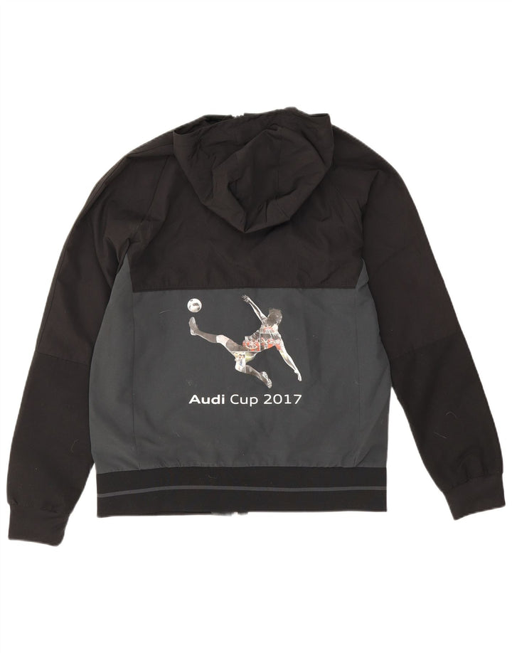 Jachetă de ploaie cu glugă Adidas pentru băieți 13-14 ani, negru, poliester