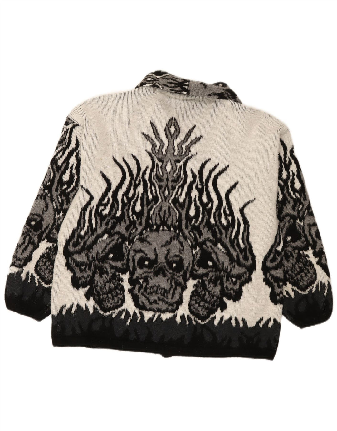 Pulover cardigan vintage pentru femei cu model abstract, UK 18 XL, gri gotic