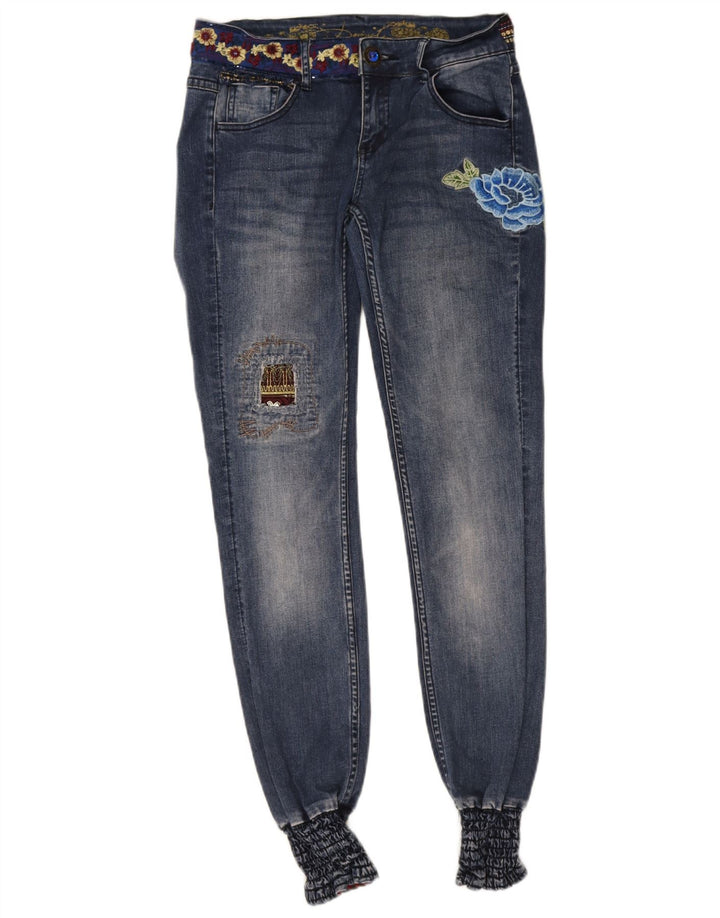 Pantaloni de jogging grafic pentru femei Desigual Blugi subțiri W28 L32 poliester albastru