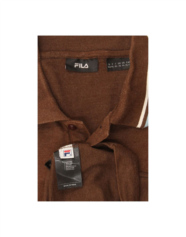 FILA Mens Polo Shirt XL Brown Cotton Vintage Fila and Second-Hand Fila from Messina Hembry 