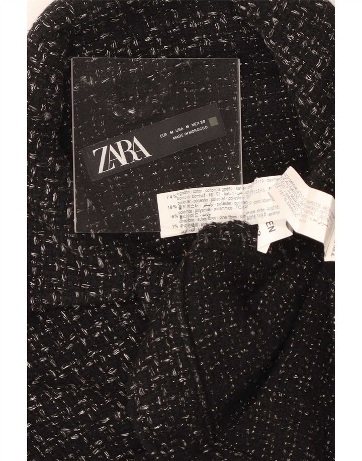 Jachetă utilitare supradimensionată pentru femei Zara UK 14 Medium Black Check Bumbac