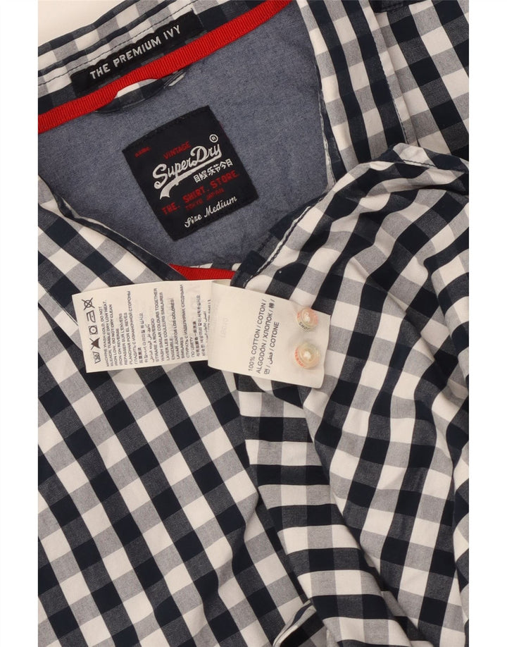Cămașă Superdry pentru bărbați, cu o formă lejeră, din bumbac vichy, albastru bleumarin mediu