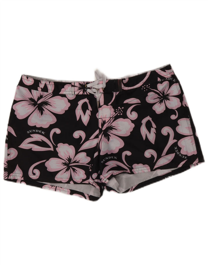 SUNDEK Pantaloni scurți de înot pentru femei US 2 XS W28 Poliester floral negru