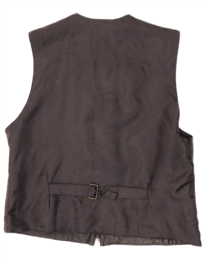 Vestă din piele vintage pentru bărbați XL din piele neagră
