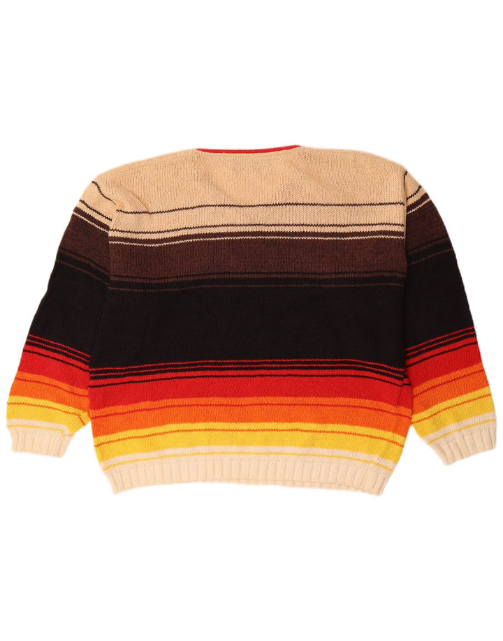 Pulover vintage pentru bărbați cu decolteu în V IT 50 mediu multicolor în dungi