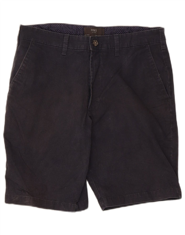 MARKS & SPENCER Pantaloni scurți chino pentru bărbați, de culoare normală, W32, bumbac bleumarin mediu