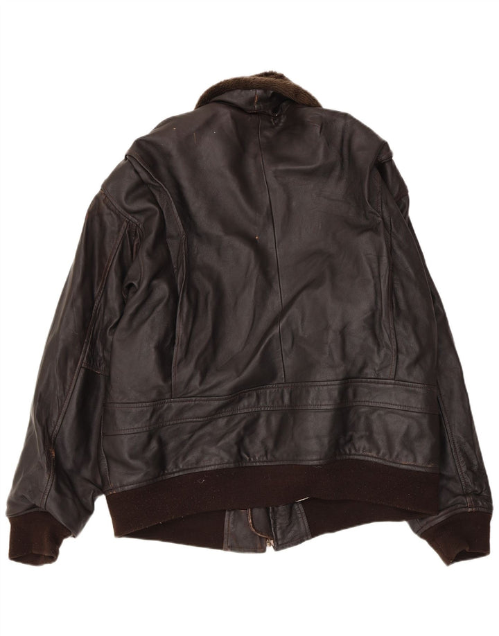 Jachetă de piele vintage pentru bărbați UK 42 XL din piele maro