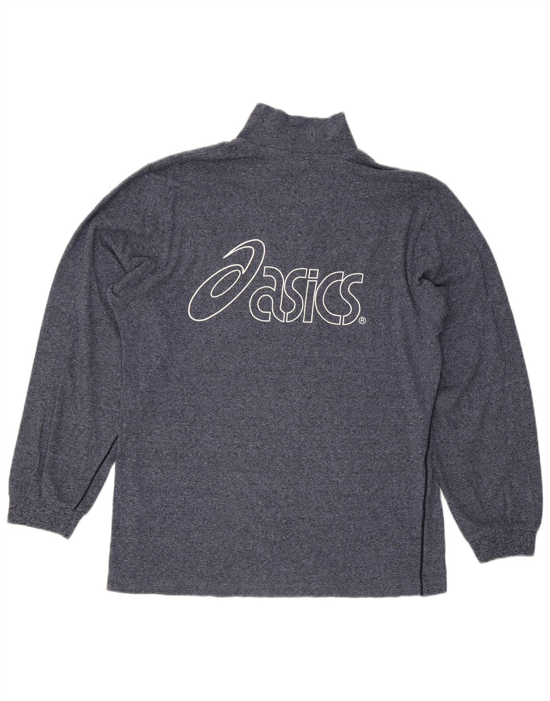 Pulover Asics pentru bărbați, cu grafică, cu fermoar, cu gât, mare, albastru marin, pete