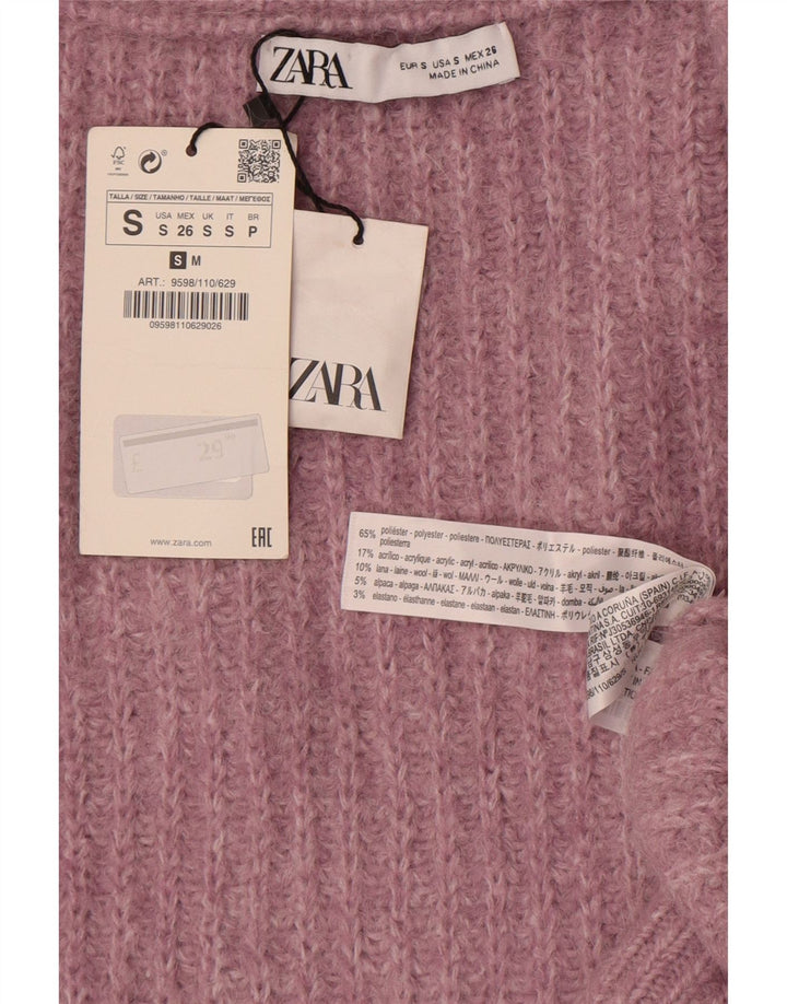 Pulover cardigan supradimensionat pentru femei Zara UK 10 Poliester roz mic