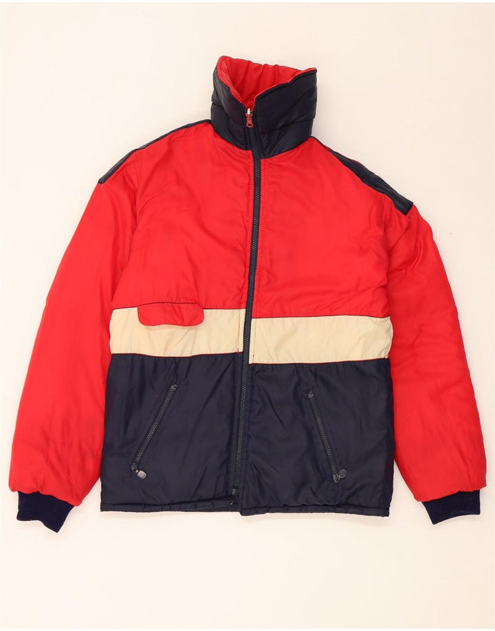 Jachetă căptușită reversibilă vintage pentru bărbați UK 38 Medium Bleumarin Colorblock