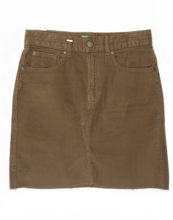 Fusta Benetton pentru femei velur XS W25 bumbac kaki