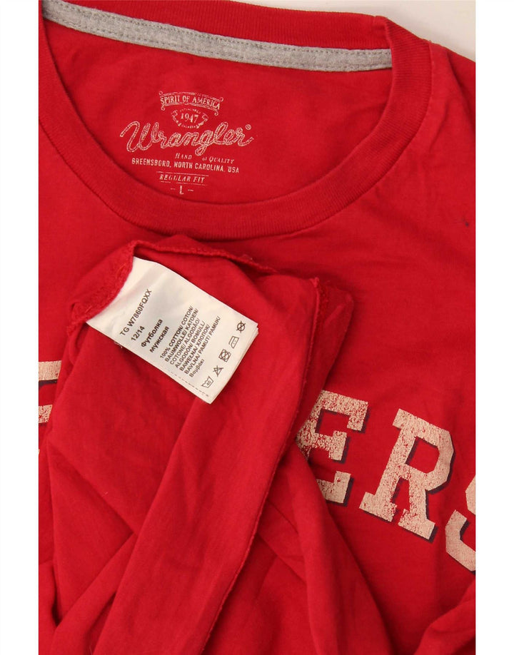 Tricou grafic Wrangler pentru bărbați, cu croială obișnuită, mare, roșu, bumbac