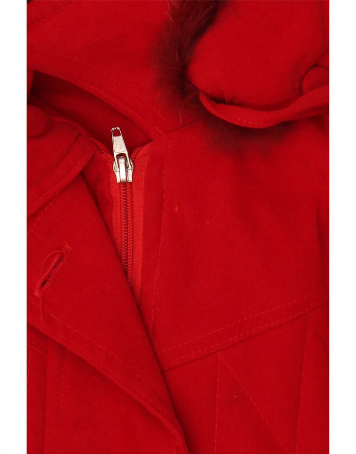 Jachetă parka supradimensionată cu glugă vintage pentru femei UK 18 XL poliester roșu