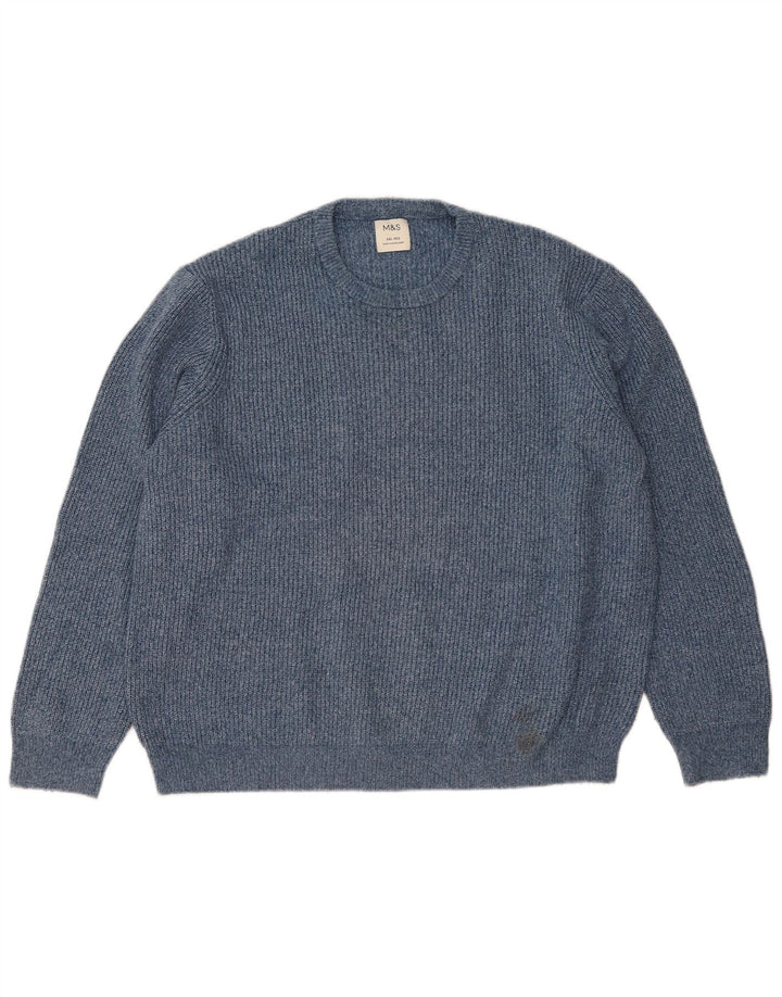Pulover pentru bărbați Marks & Spencer, cu gât crew, 2XL, poliamidă cu pături albastre