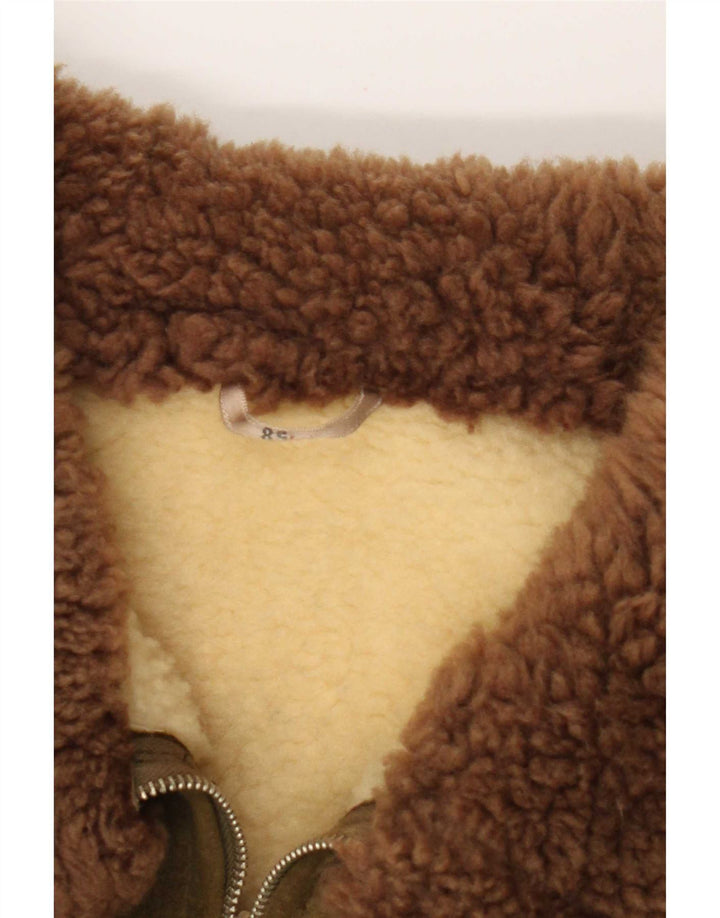Jachetă din piele de căprioară Sherpa pentru bărbați vintage IT 58 4XL Kaki