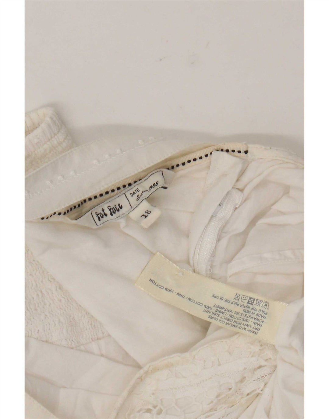 Fat Face, femeie, top cami, UK 18 XL, bumbac alb