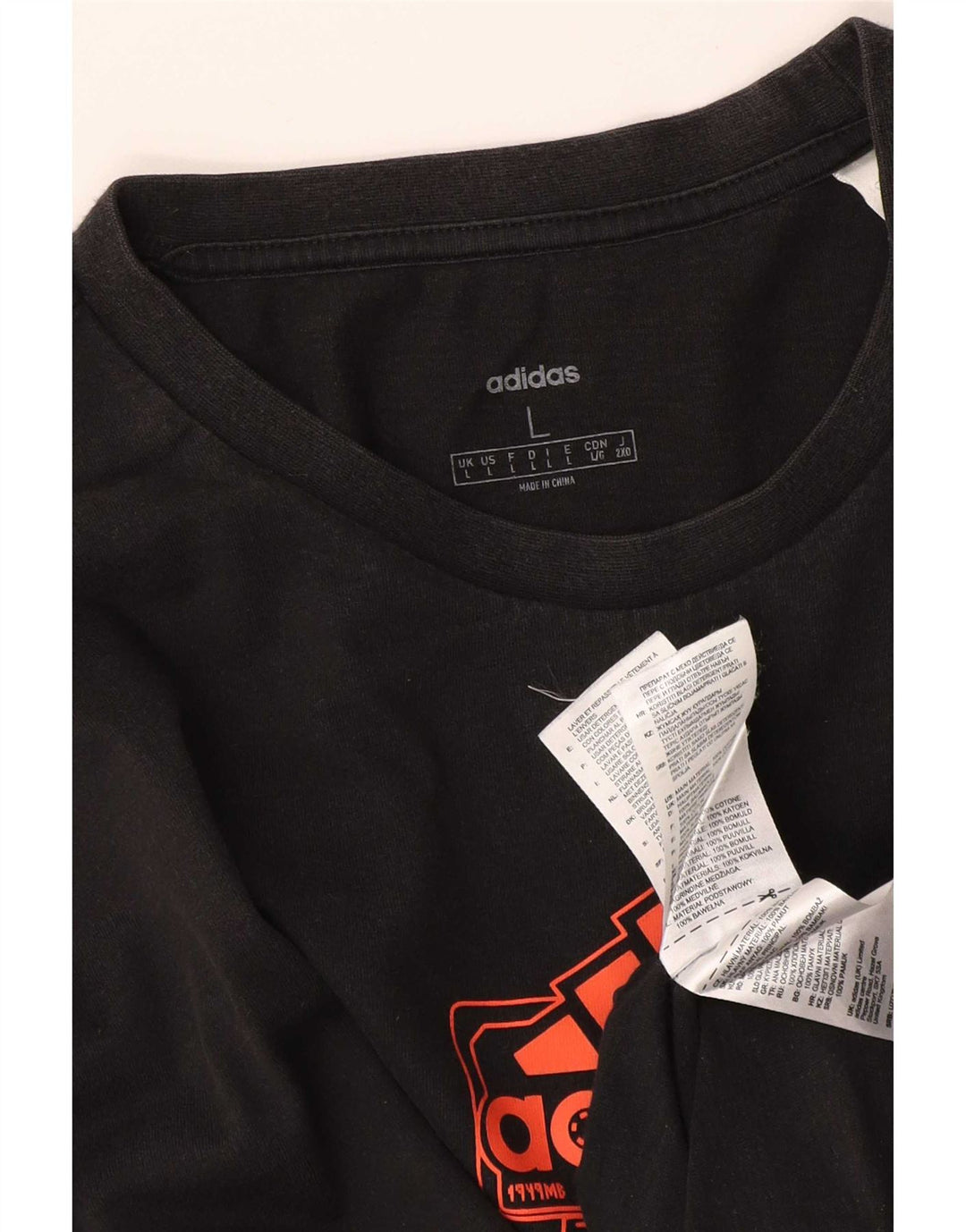 Tricou cu mânecă lungă pentru bărbați Adidas, bumbac negru mare
