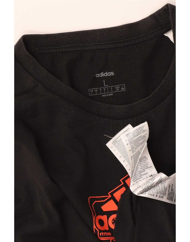 Tricou cu mânecă lungă pentru bărbați Adidas, bumbac negru mare