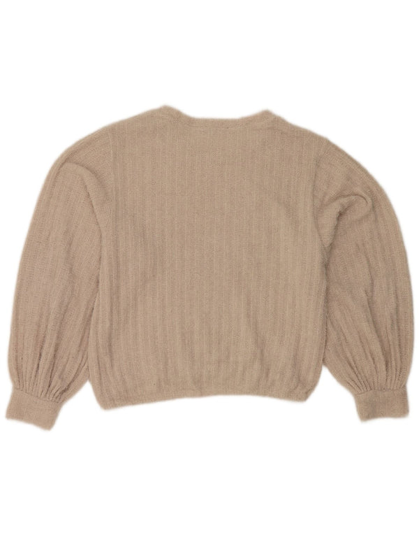 Pulover pentru femei cu decolteu scurt Zara UK 14 mare bej