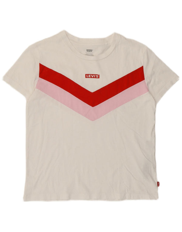 Tricou grafic Levi's Crop Loose Fit Top UK 6 XS Alb Colorblock