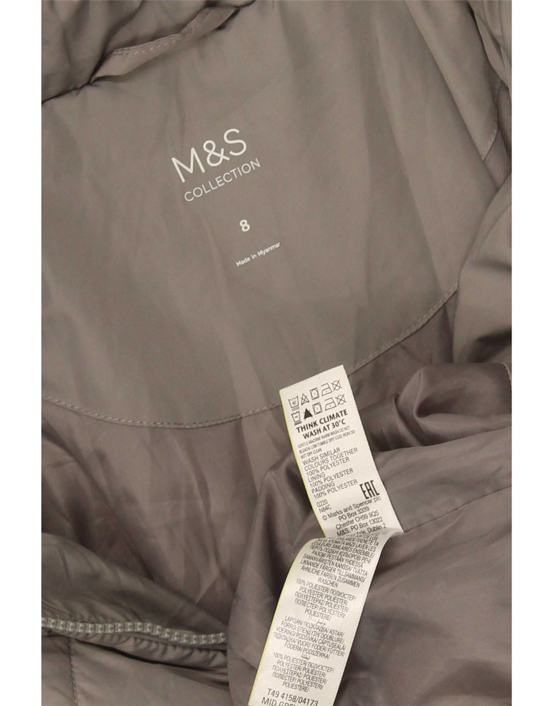 Palton căptușit pentru femei Marks & Spencer UK 8, mic, gri, poliester