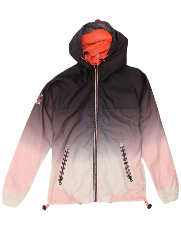 SUPERDRY Womens Windcagoule Oversized Rain Jacket UK 2 2XS Multicoloured