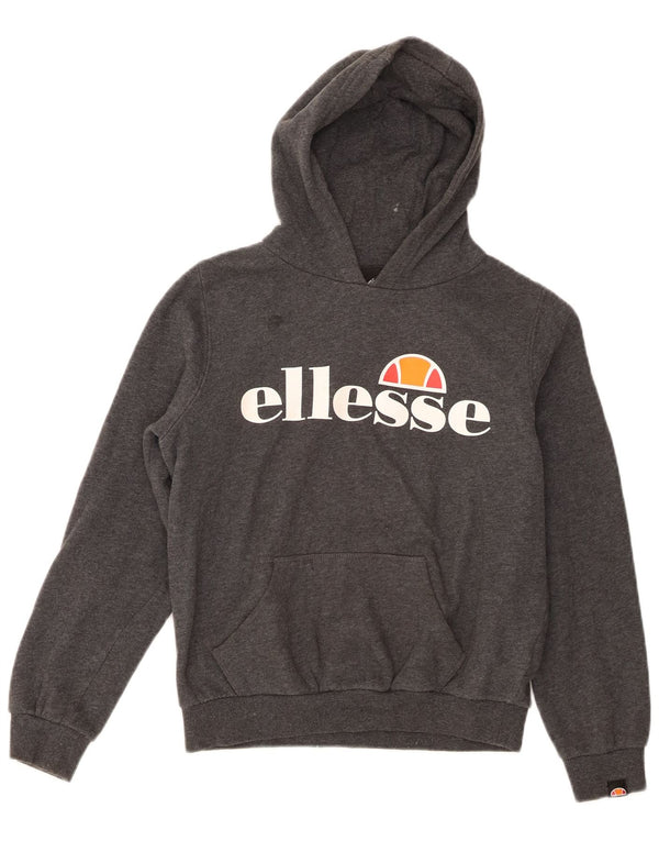 Pulover cu glugă cu grafic pentru fete Ellesse 10-11 ani, bumbac gri